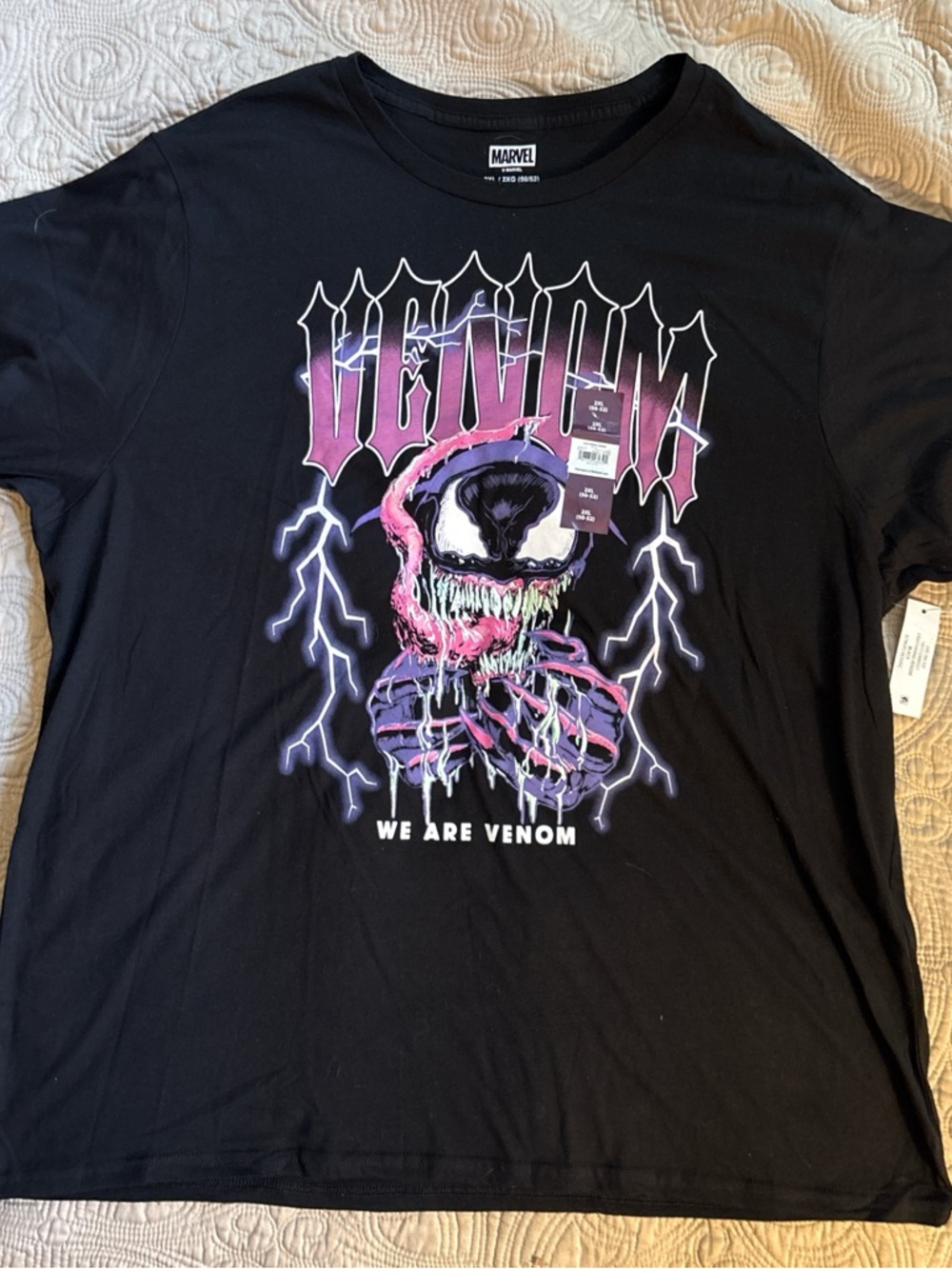 Marvel Black Short-Sleeve Venom Tee with Pink & Purple Graphic